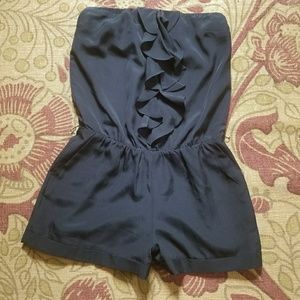 Express Romper - black, sleeveless, ruffled
